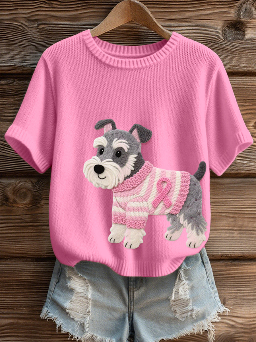 Kvinnors filt konst Schnauzer hund mönster Mysigt sticka uppet