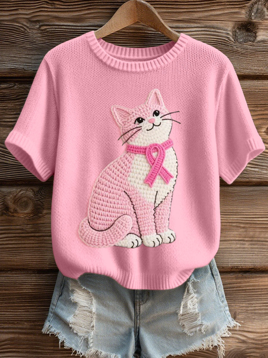 Women's adorable cat Crochet pattern Cozy knit top