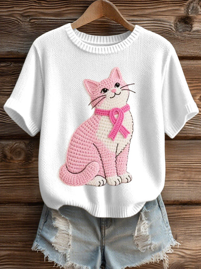 Women's adorable cat Crochet pattern Cozy knit top