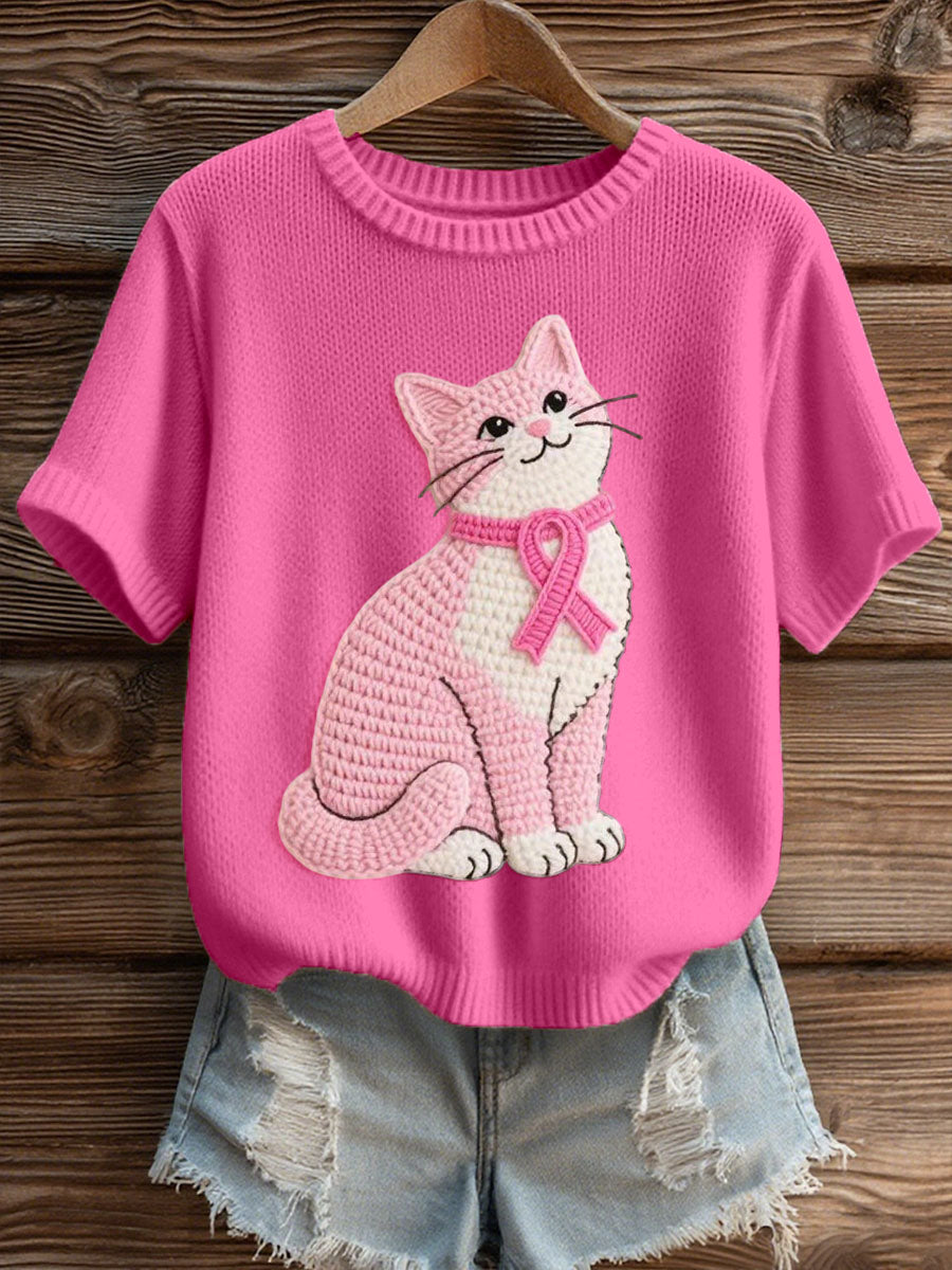 Women's adorable cat Crochet pattern Cozy knit top