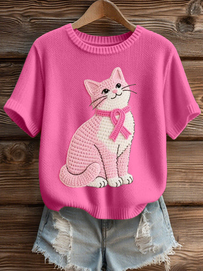 Women's adorable cat Crochet pattern Cozy knit top