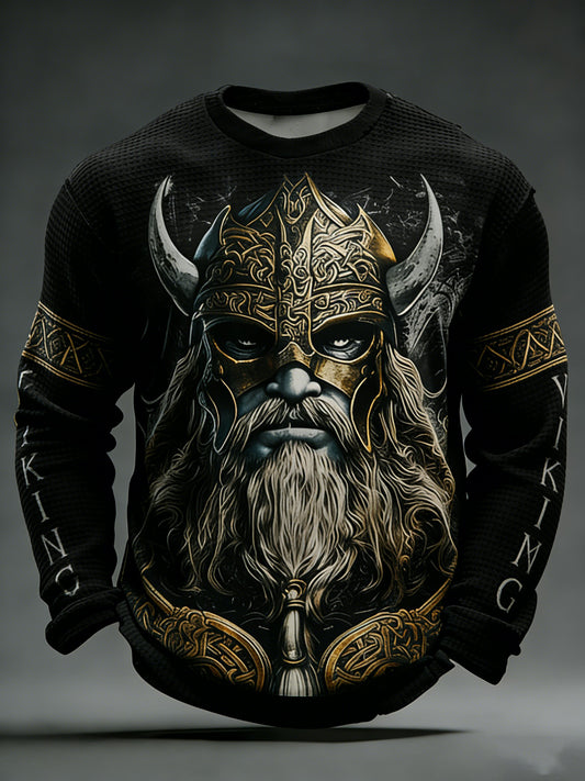 Men's Viking sweater with printed waffle pattern and long sleeves