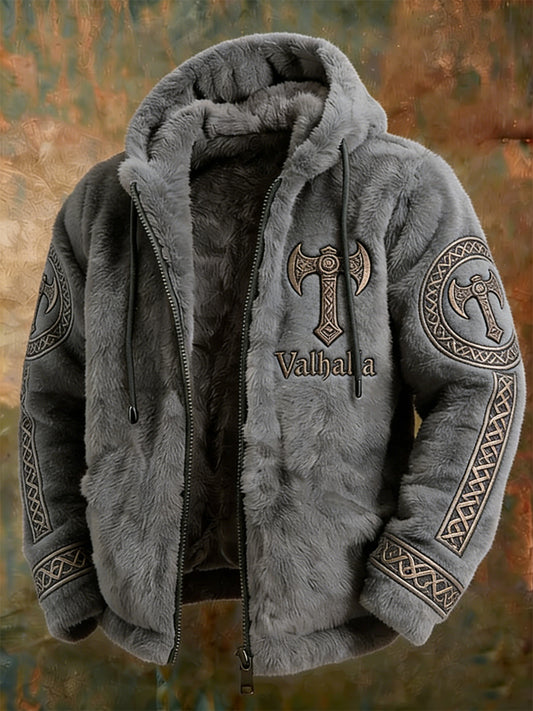 Men's Viking Style Valhalla Plush Warm Zip Jacket