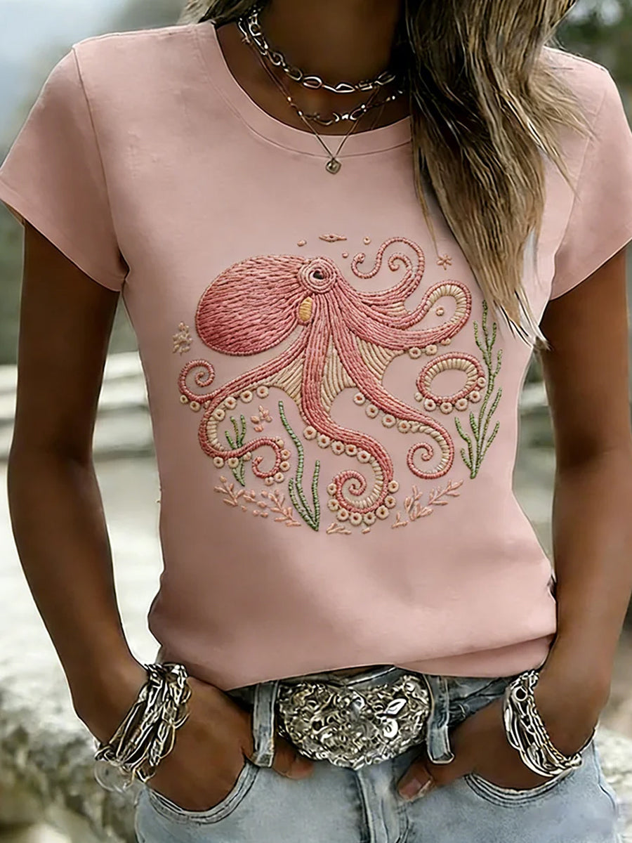Women's Retro Animal Art Print Casual Comfort T-Shirt