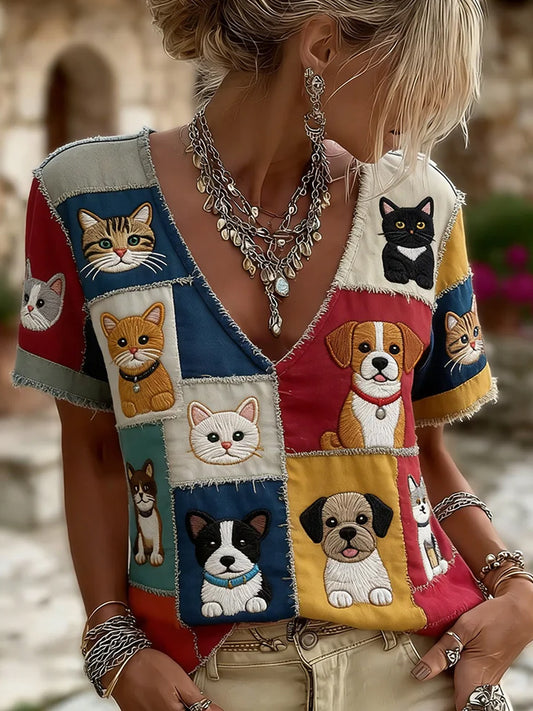 Kvinnor Retro Animal Art Print Casual Comfort T-shirt