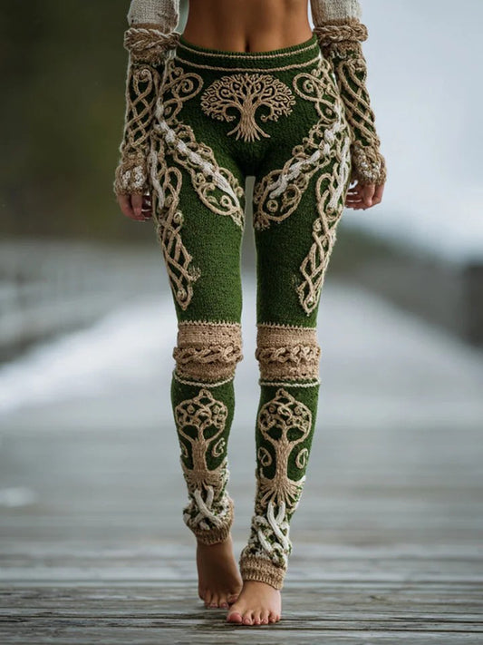 Women's Celtic Knot Tree Life Gradient Sports Stretch Leggings