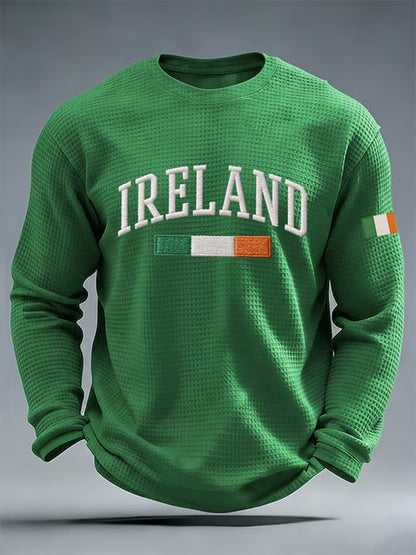 Herrens St. Patrick's Day våffle Lång ärm T-shirt