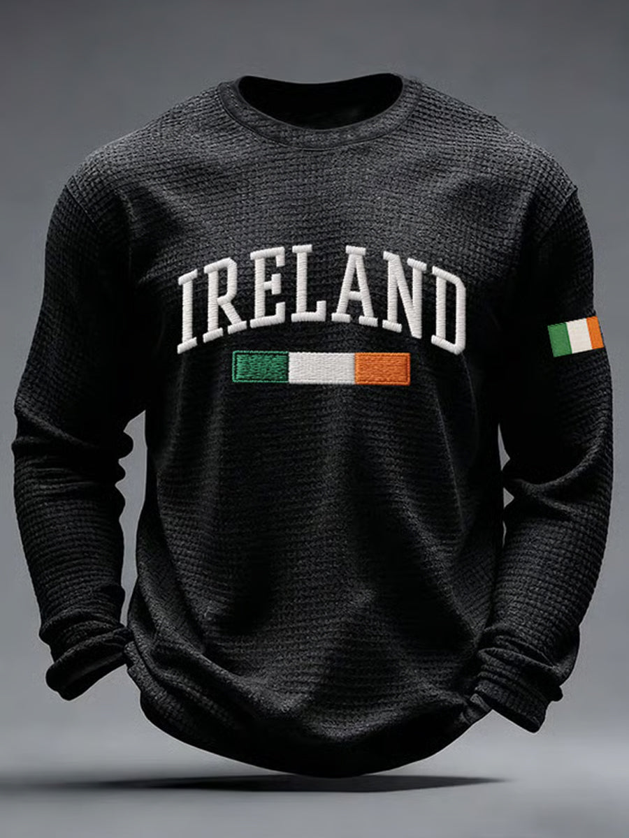 Herrens St. Patrick's Day våffle Lång ärm T-shirt