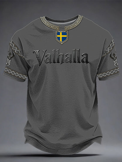 Herrtröja i svensk vikingastil med Valhalla-motiv