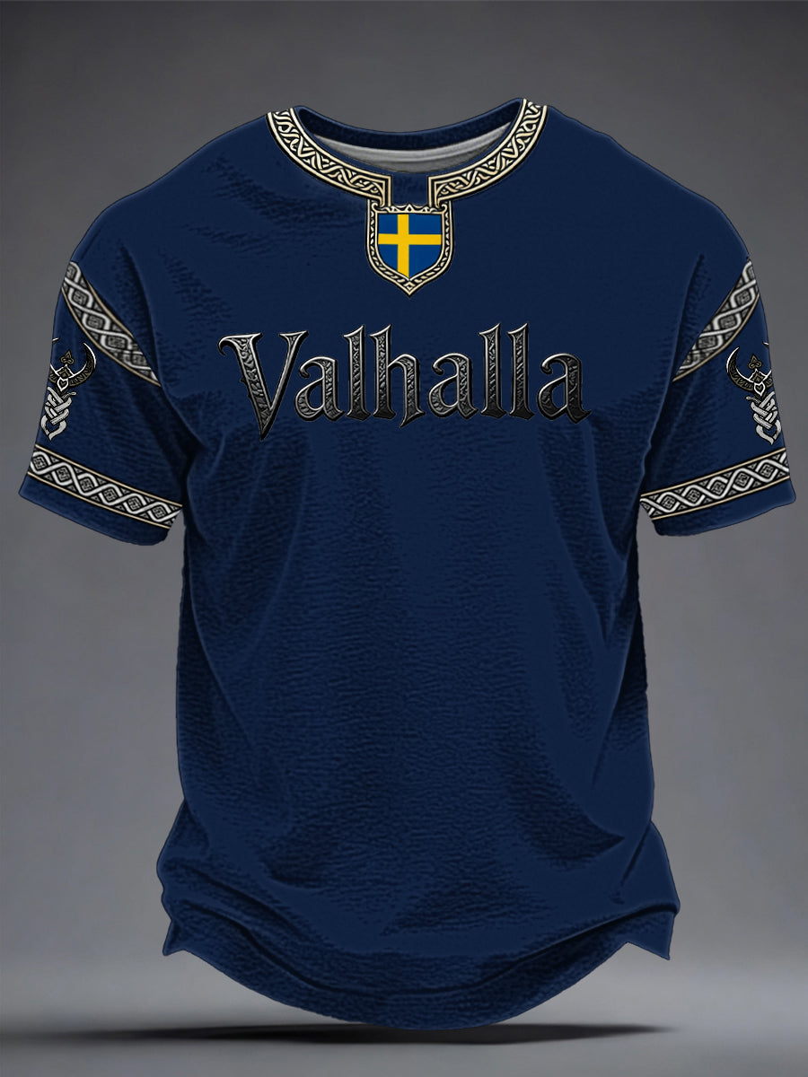 Herrtröja i svensk vikingastil med Valhalla-motiv