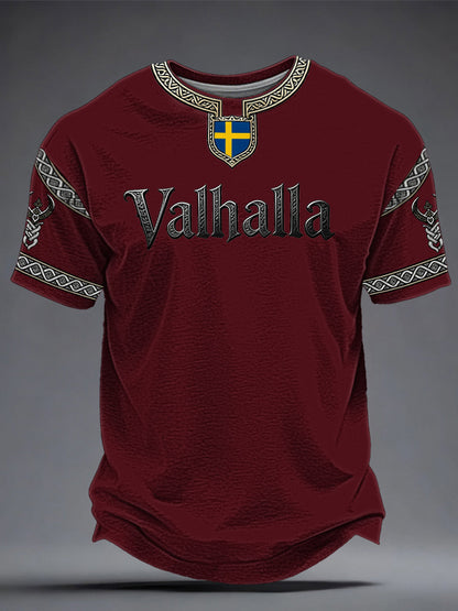 Herrtröja i svensk vikingastil med Valhalla-motiv