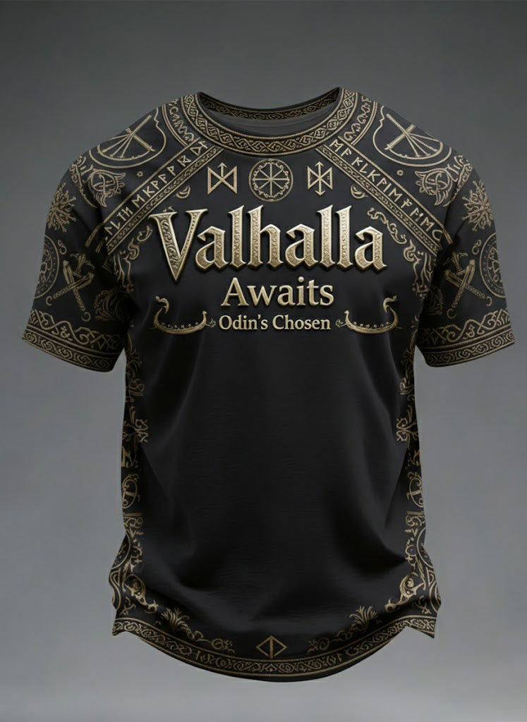 Mr Valhalla Awaits Viking Printed T-Shirt