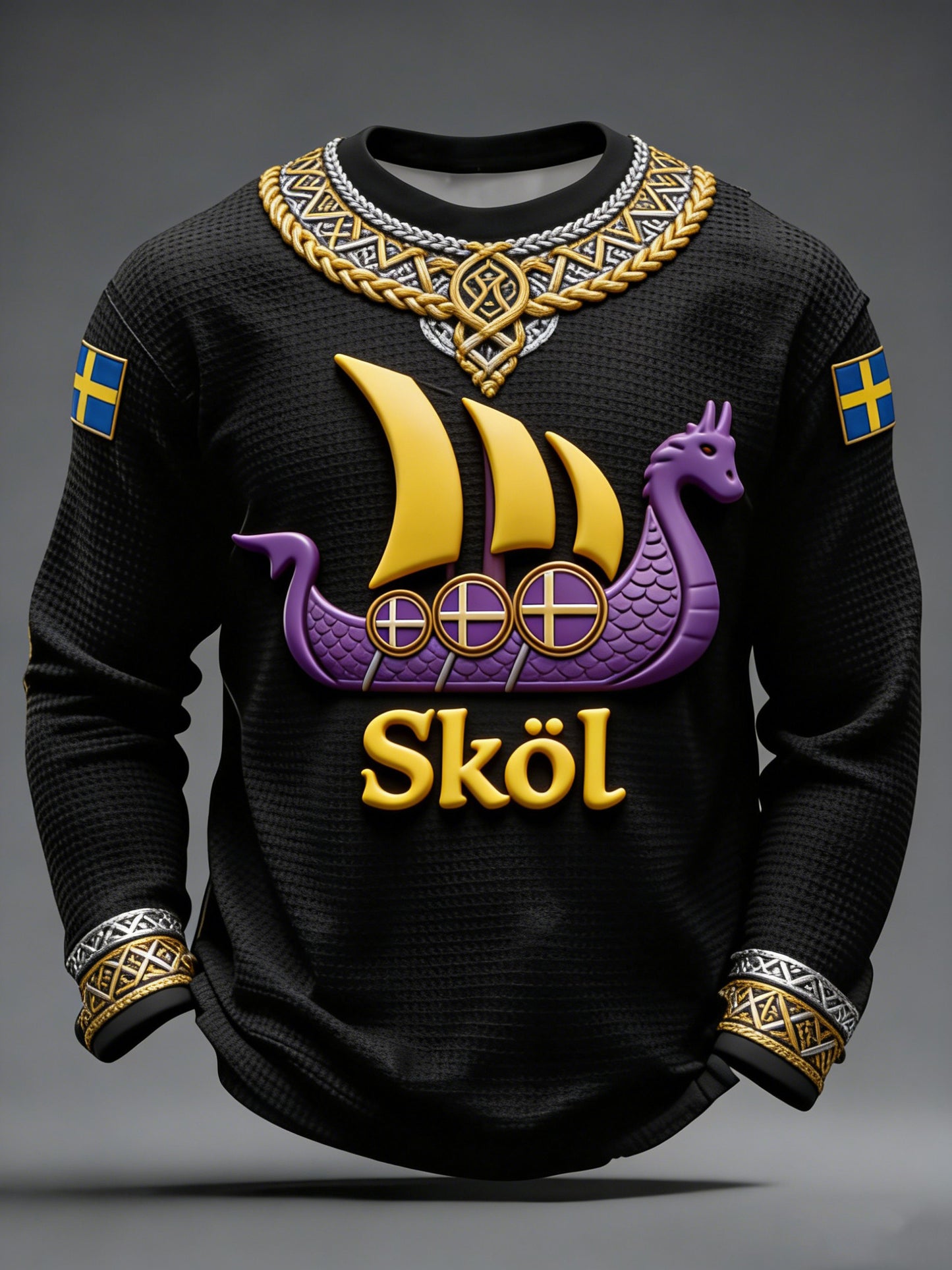 Herren's Sweden Viking Printed Waffle Long-sleeved Sweater