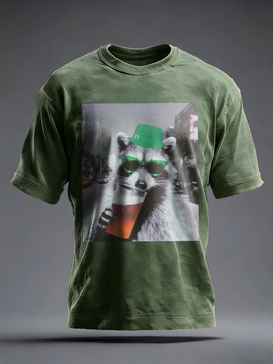 Mäns roliga tvättbjörn Tryck Vintage T-shirt