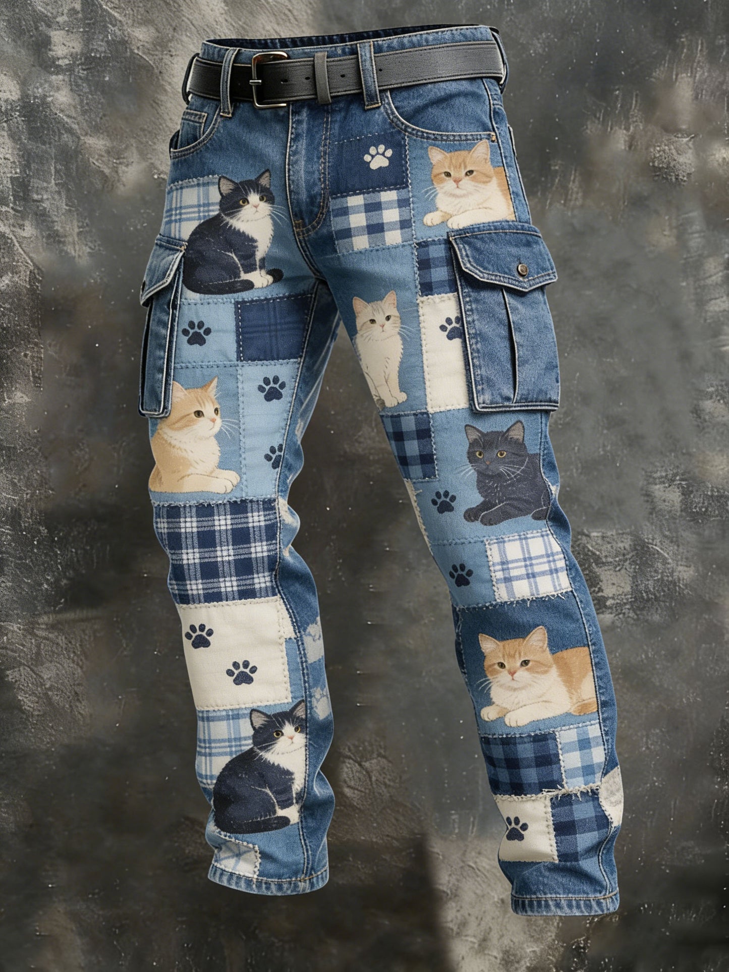 Mäns Vintage Animal Patchwork Print Casual Byxor