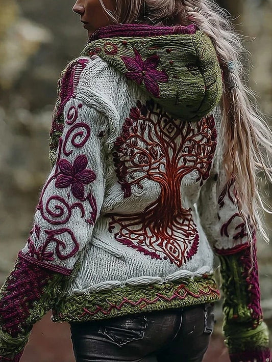 Women's Celtic Knot Tree of Life Gradient Casual Hooded Sweatshirt