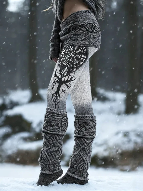 Kvinnors vikinga Runes keltisk knop träd liv Gradient Sport Stretch Leggings