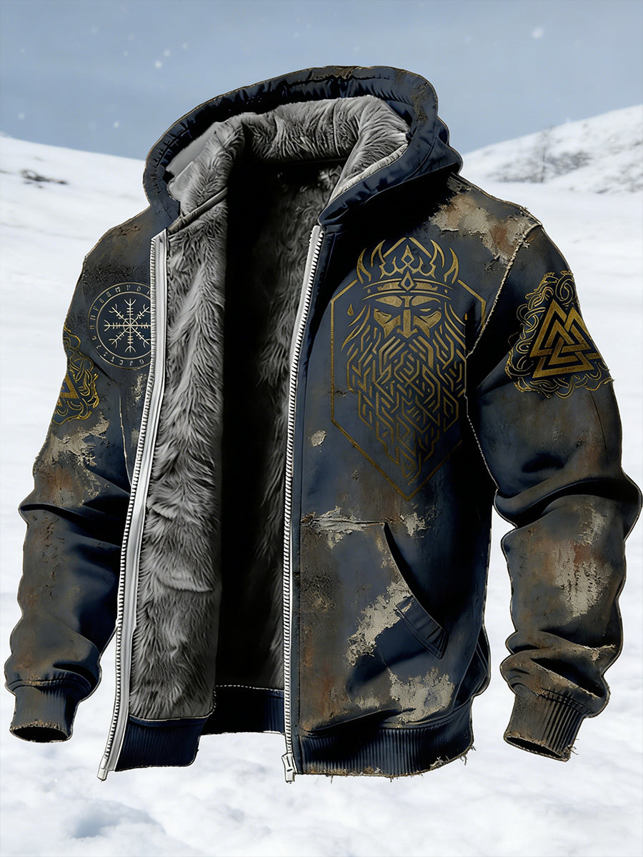 Men's Viking Style Printed Fleece Jacket