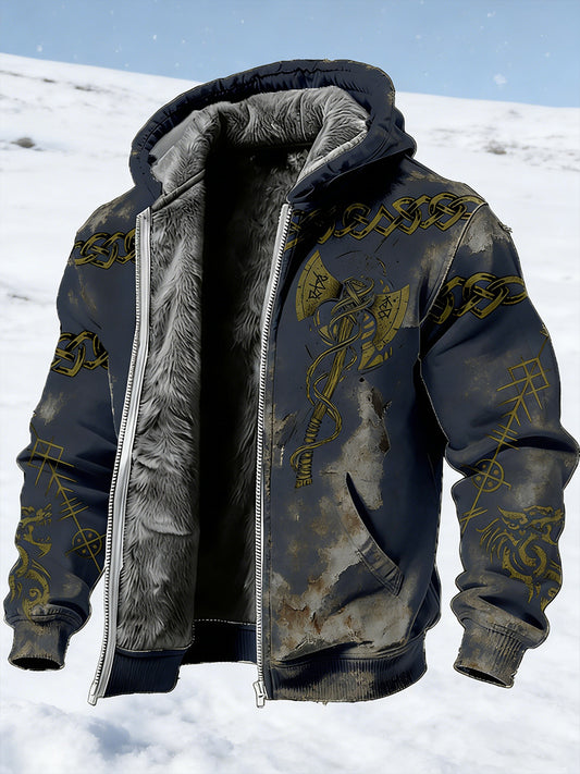 Men's Viking-style Printed Fleece Jacket
