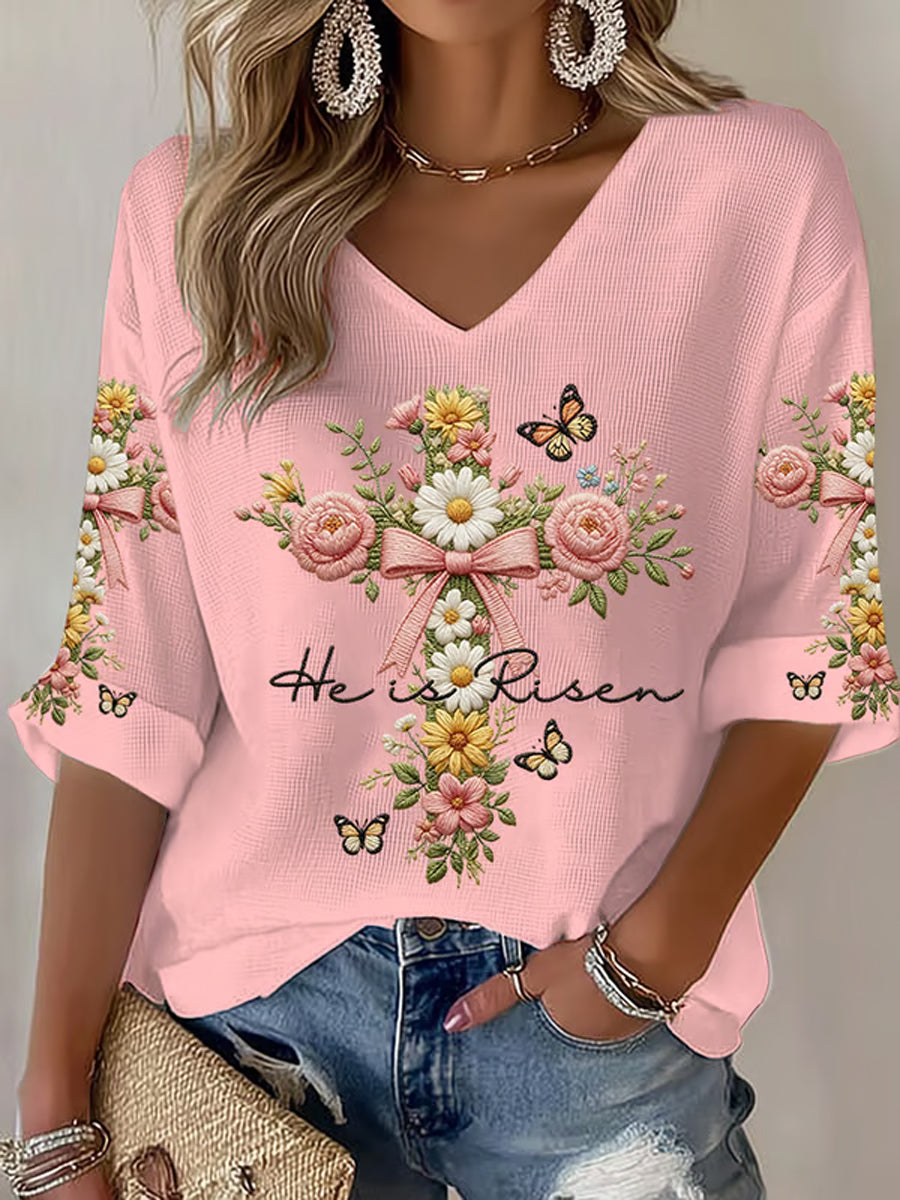 Kvinnors växter Blommor Faith Skriv ut Casual T-shirt
