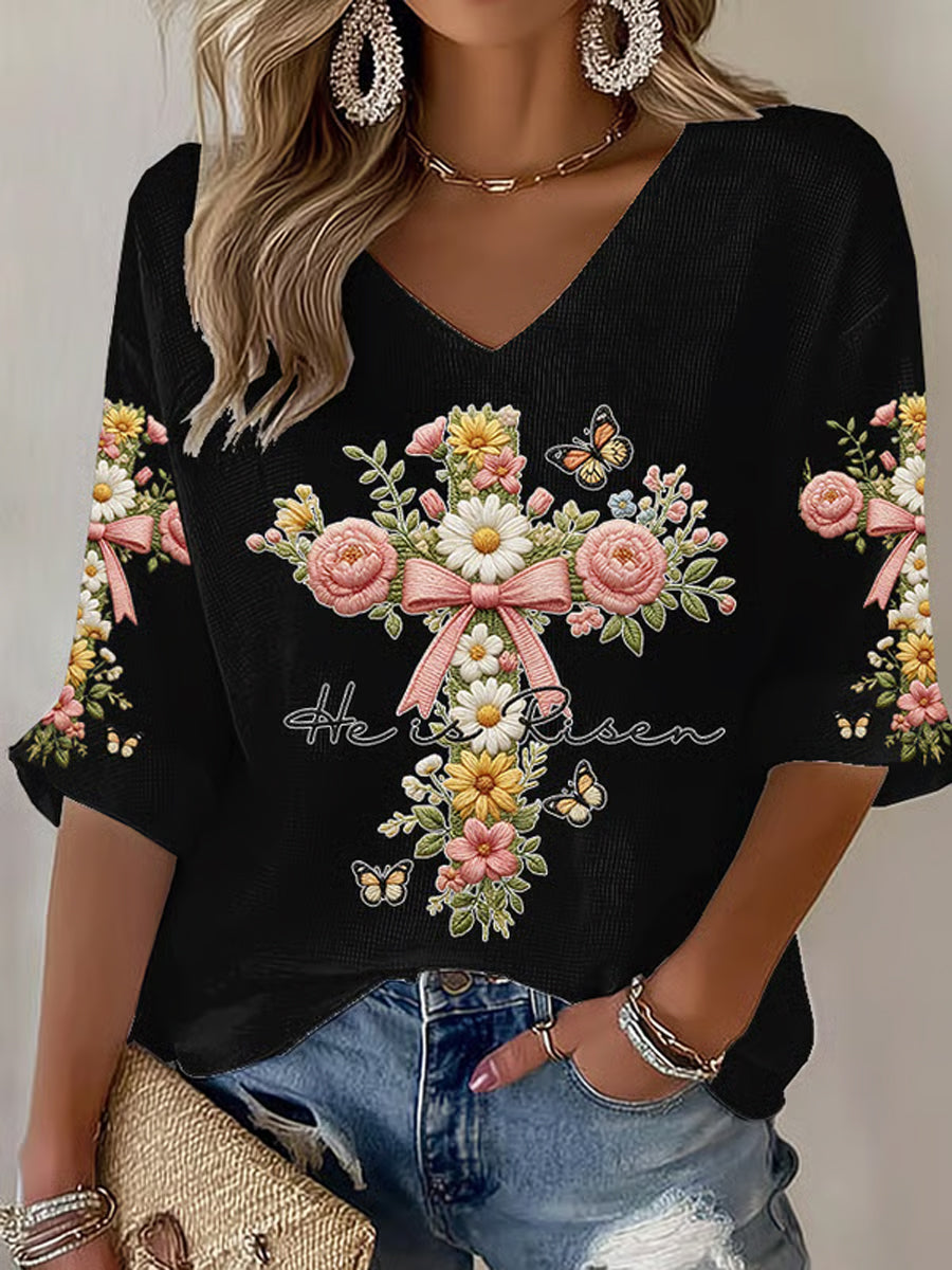 Kvinnors växter Blommor Faith Skriv ut Casual T-shirt