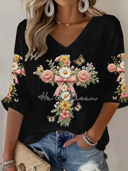 Kvinnors växter Blommor Faith Skriv ut Casual T-shirt