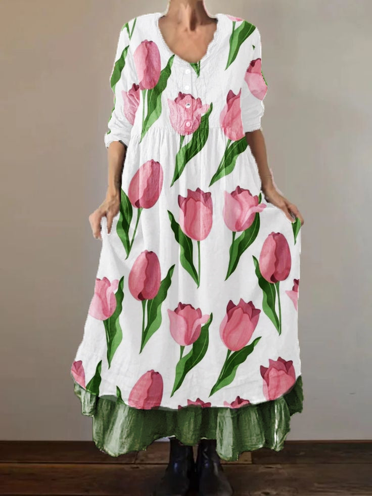 Women's Tulipa Floral Double Layer Long Dress