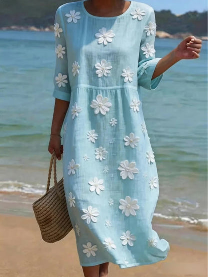 Women's floral linen blend shirt