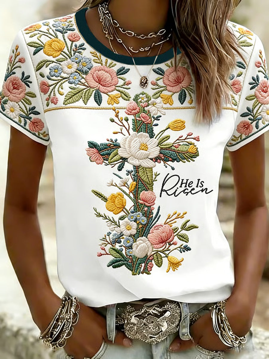 Kvinnors växter Blommor Tryckt T-shirt