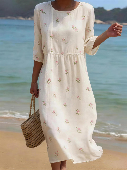 Women's floral linen blend shirt