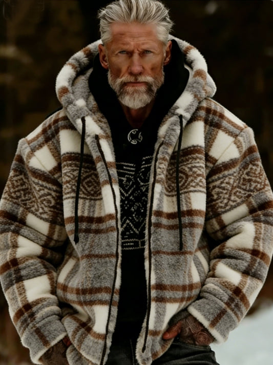 Men's Viking Celtic Art Plush Cozy Warm Zipper Jacket