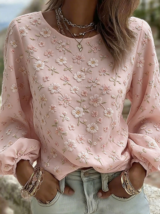 Dams örtblomsterkonsttryck avslappnad t-shirt