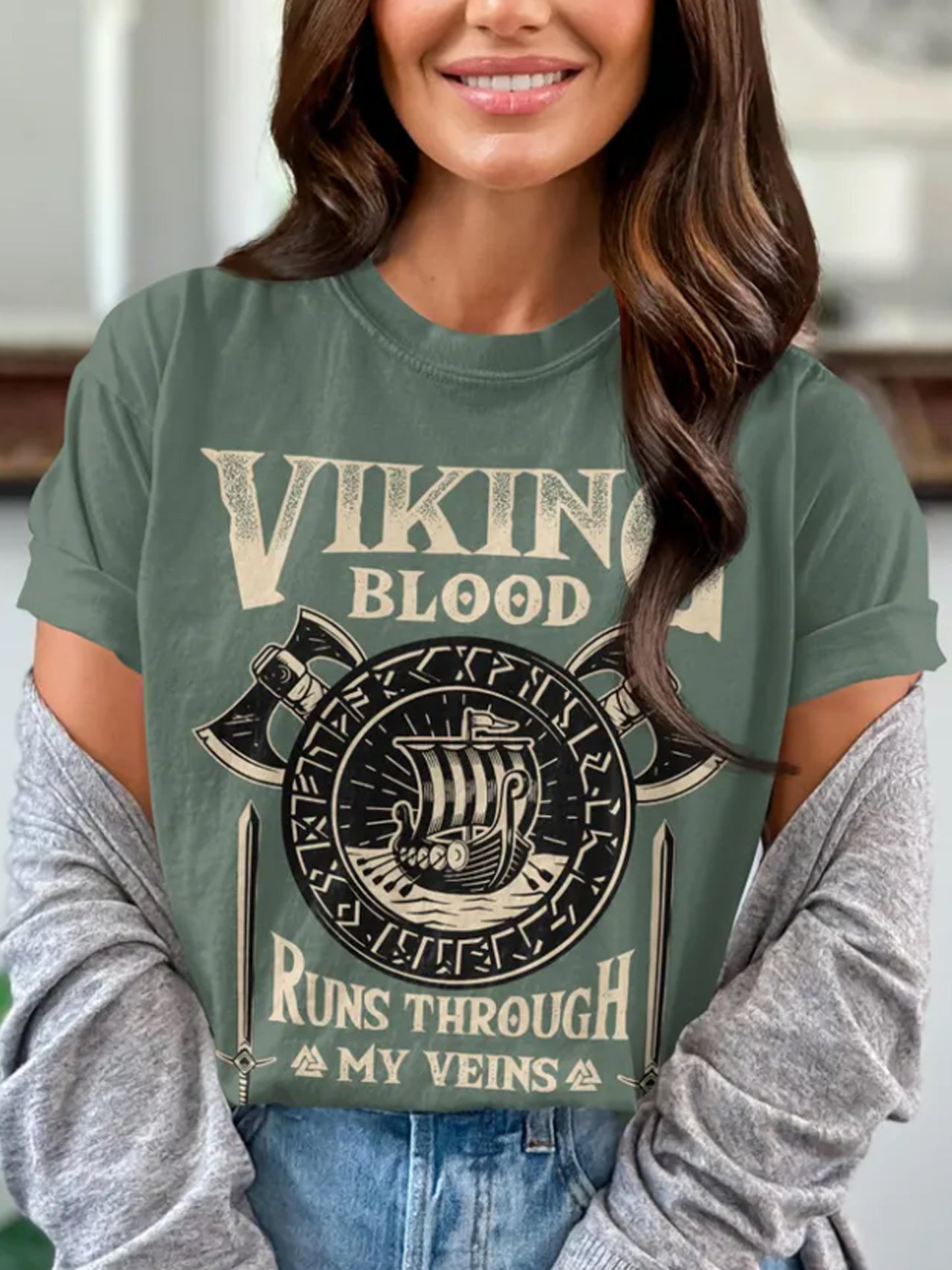 Women's Swedish Viking Print T-shirt