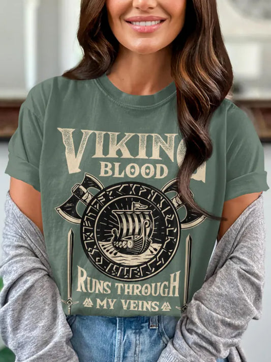 Kvinnors svenska Viking Tryck T-shirt