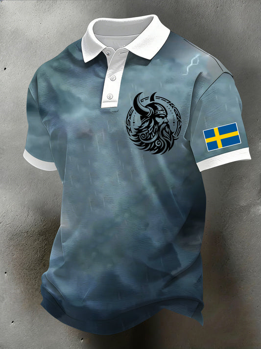 Men's Swedish Viking Print Polo for Men