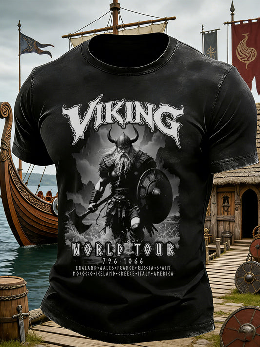 Men's Swedish Viking Theme Print T-Shirt