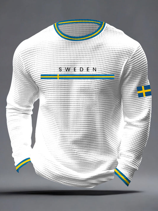 Men's clothing Swedish art Waffle knit sweater