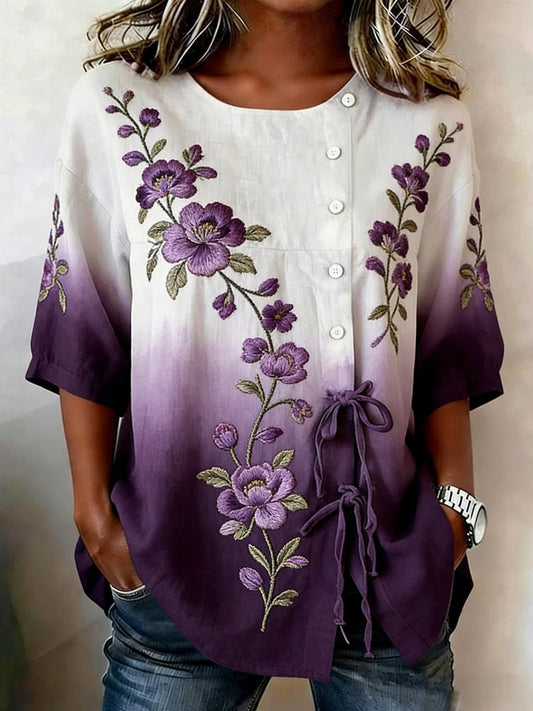 Buttoned linen blend shirt