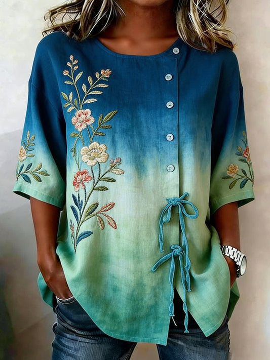 Buttoned linen blend shirt