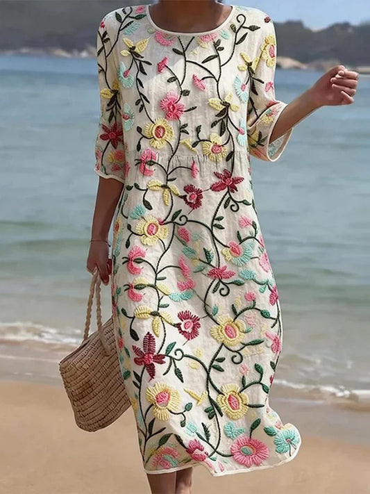 Women's floral linen blend shirt
