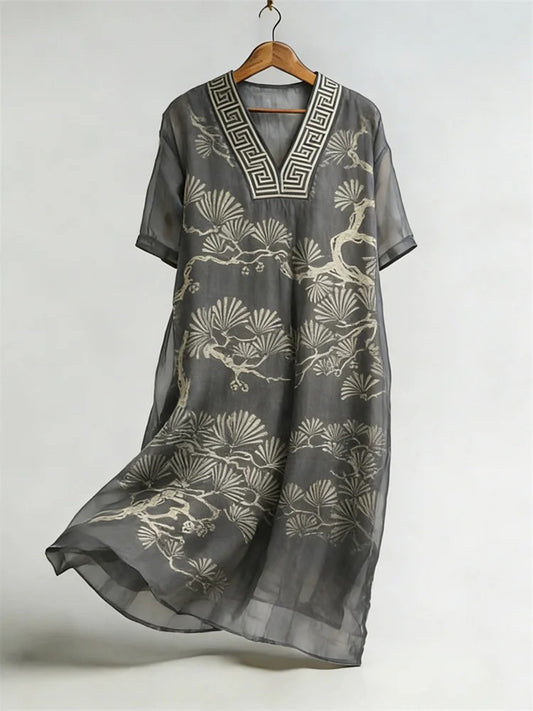 Women's Classic Japanese Landscape Art Line Dress