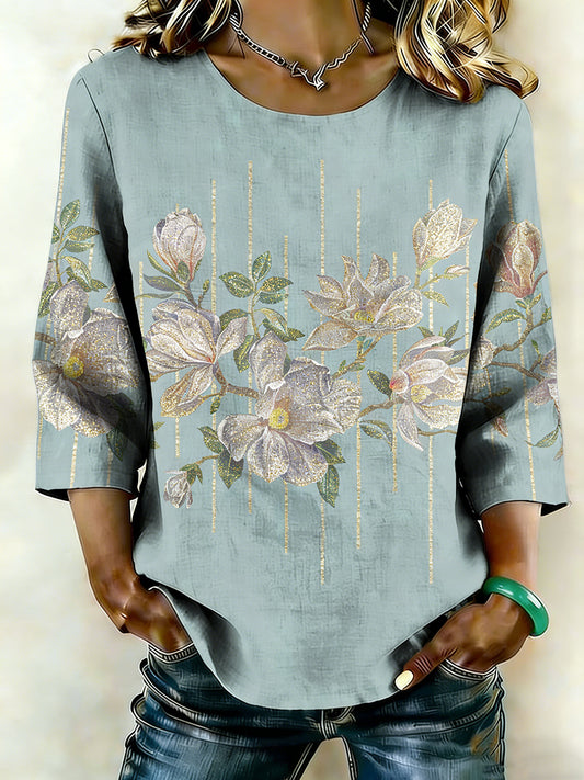 Women's linen floral shirt