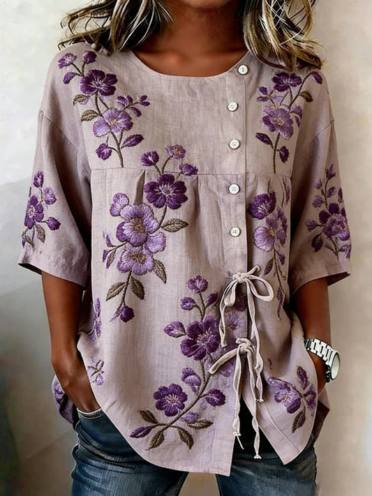 Buttoned linen blend shirt