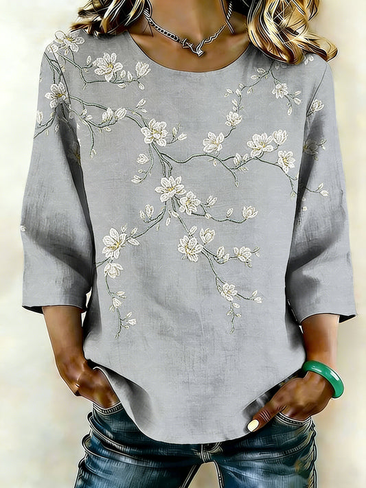 Women's linen floral shirt