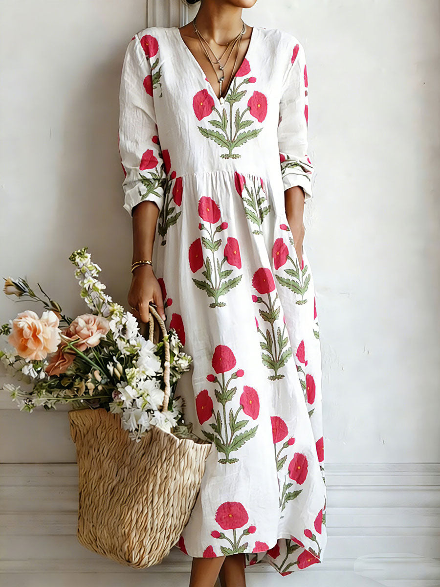 Damskjorta med blommönster och konstprint