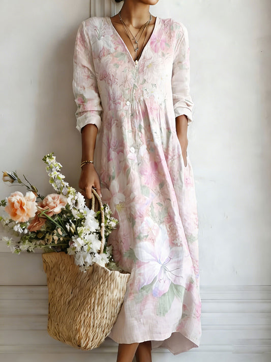 Women's shirt with floral pattern and art print