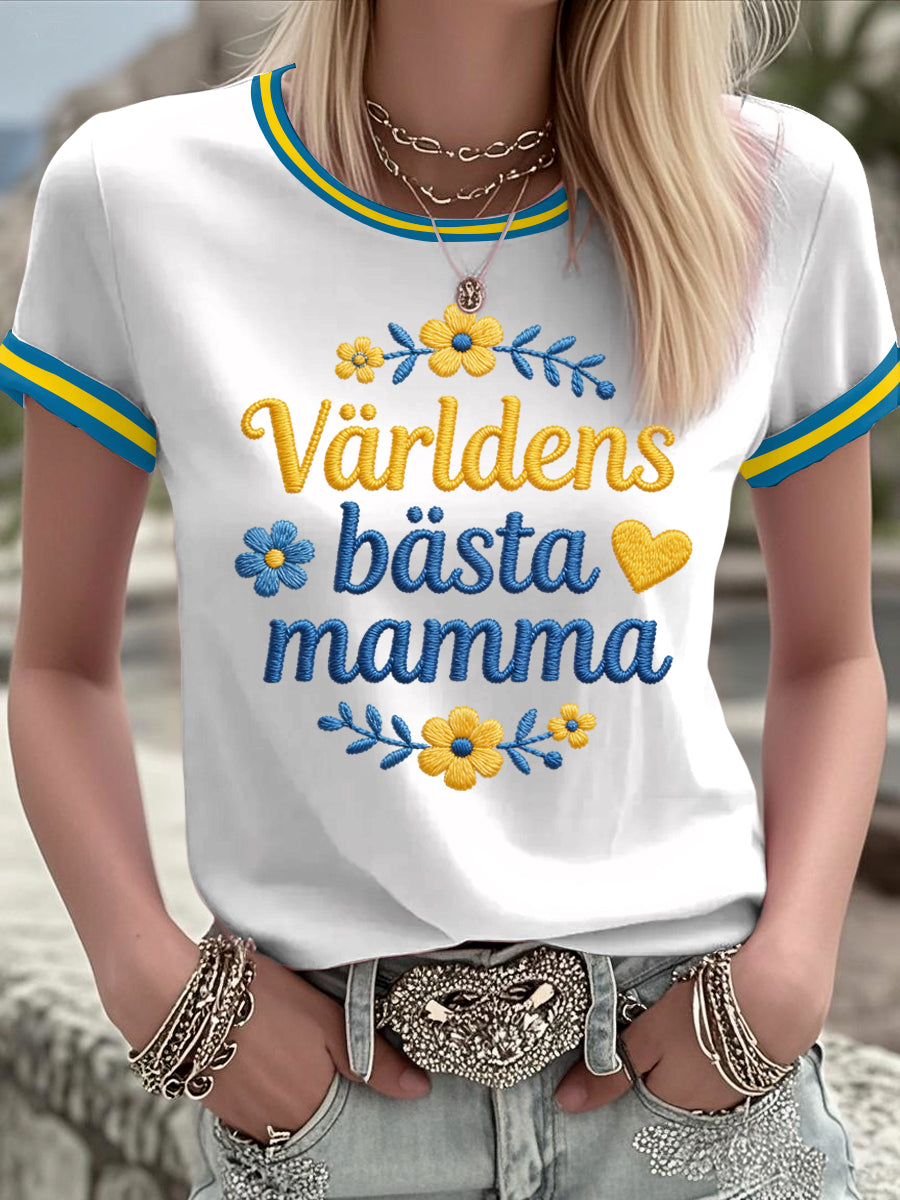 Kvinnors svenska morsdag Tryckt T-shirt