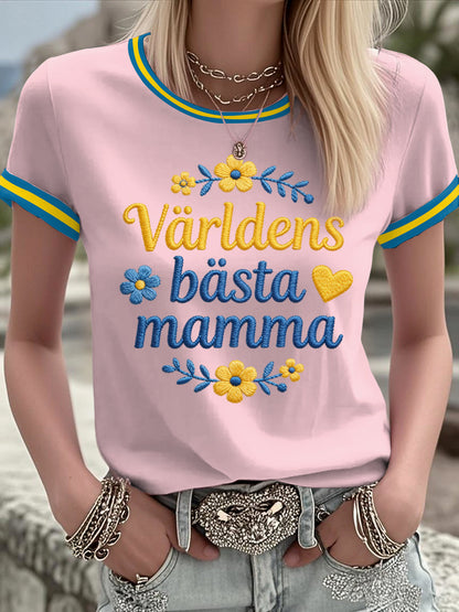 Kvinnors svenska morsdag Tryckt T-shirt