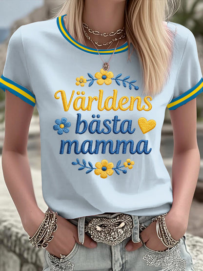 Kvinnors svenska morsdag Tryckt T-shirt
