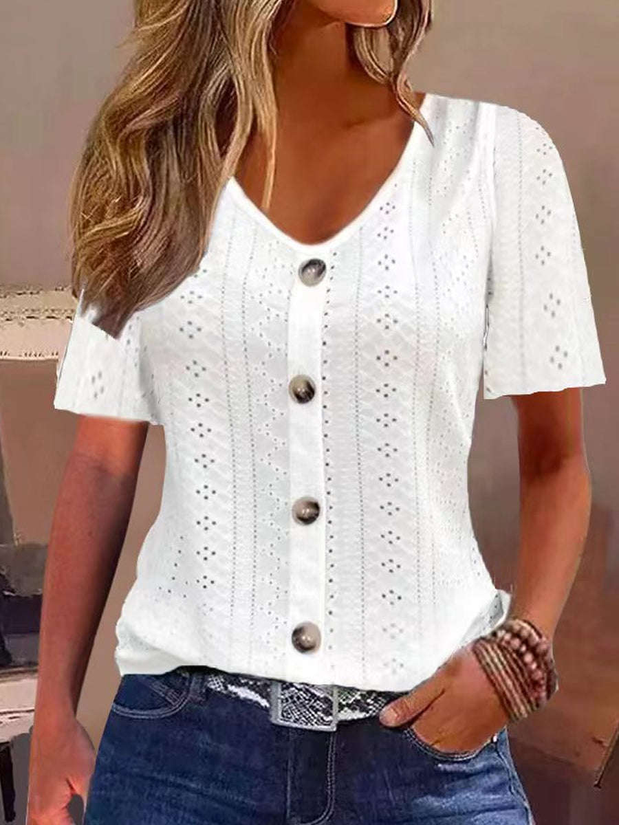Women's Casual Elegant Short Sleeve Lace Top